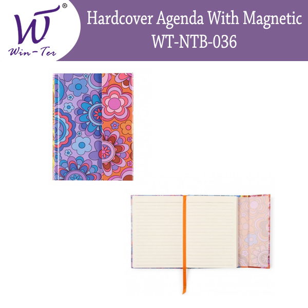 Hardcover agenda notebook custom printing with magnetic flap
