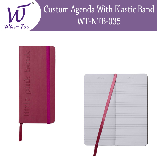 Agenda book for office with elastic band closure
